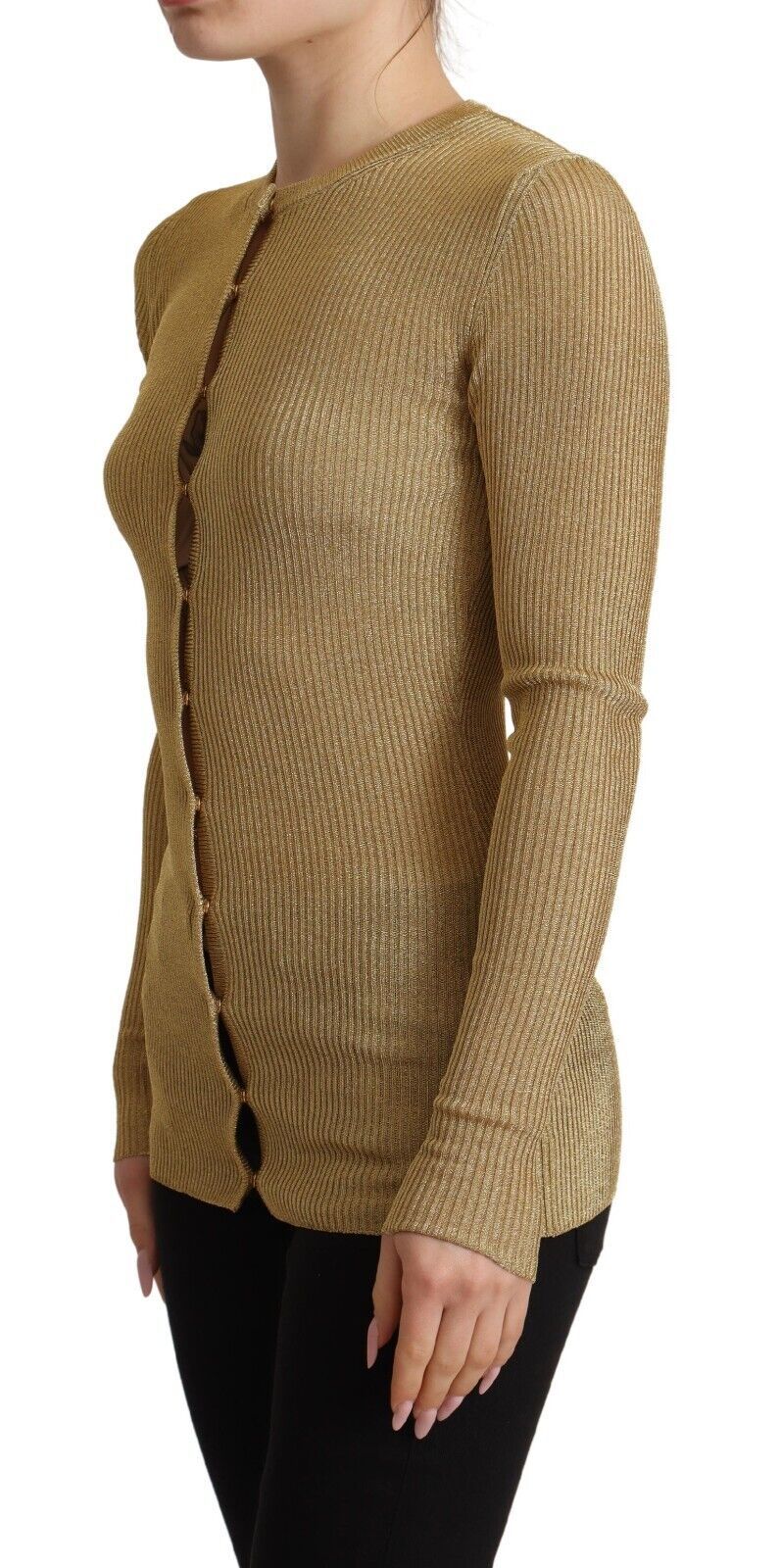 Dolce &amp; Gabbana – Strickjacke aus goldener Viskosemischung mit Knöpfen