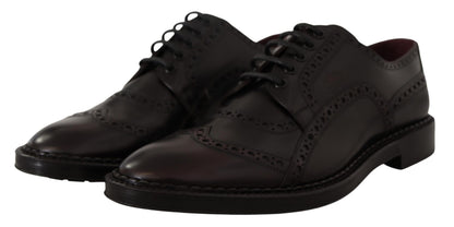 Dolce &amp; Gabbana – Lilafarbene Oxford-Schuhe aus Leder mit Flügelkappe
