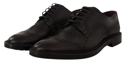 Dolce &amp; Gabbana – Lilafarbene Oxford-Schuhe aus Leder mit Flügelkappe