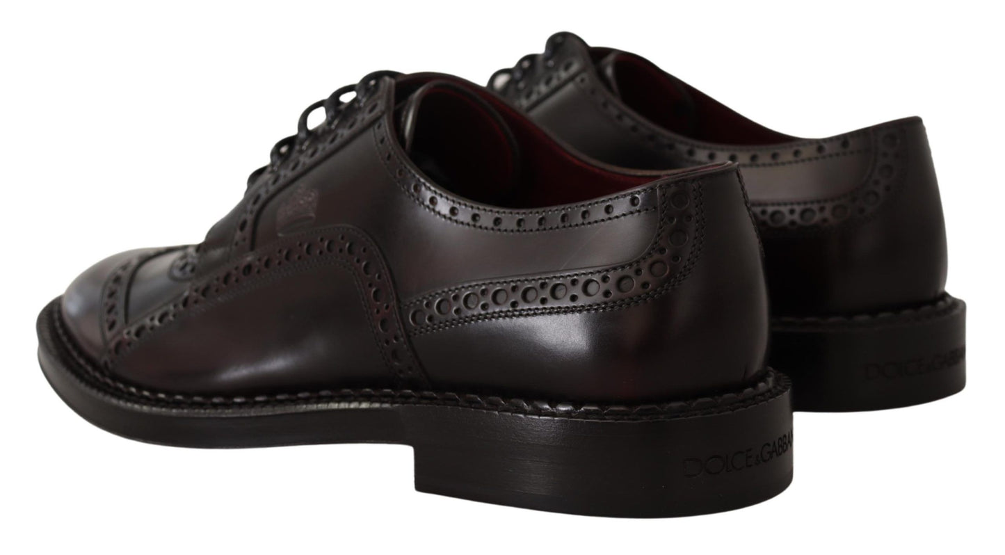 Dolce &amp; Gabbana – Lilafarbene Oxford-Schuhe aus Leder mit Flügelkappe