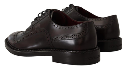 Dolce &amp; Gabbana – Lilafarbene Oxford-Schuhe aus Leder mit Flügelkappe