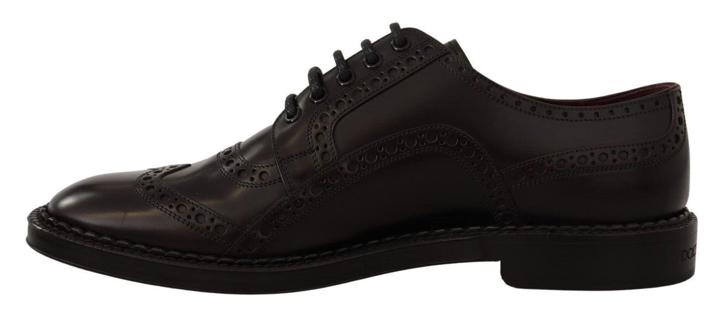 Dolce &amp; Gabbana – Lilafarbene Oxford-Schuhe aus Leder mit Flügelkappe