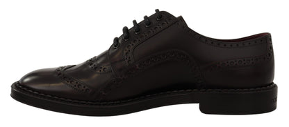 Dolce &amp; Gabbana – Lilafarbene Oxford-Schuhe aus Leder mit Flügelkappe