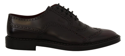 Dolce &amp; Gabbana – Lilafarbene Oxford-Schuhe aus Leder mit Flügelkappe