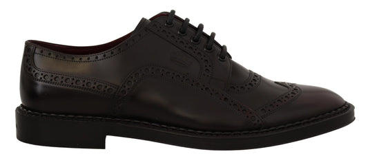 Dolce &amp; Gabbana – Lilafarbene Oxford-Schuhe aus Leder mit Flügelkappe