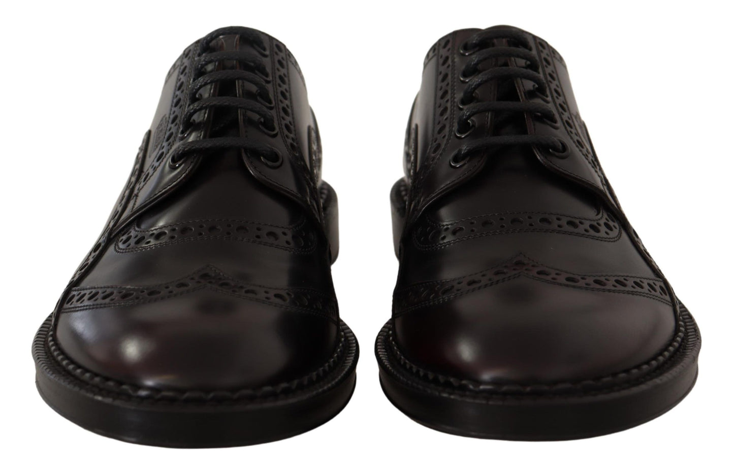Dolce &amp; Gabbana – Lilafarbene Oxford-Schuhe aus Leder mit Flügelkappe