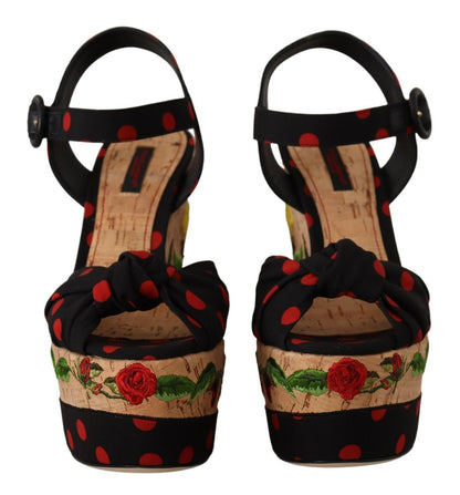 Dolce &amp; Gabbana Mehrfarbige Plateau-Wedgesandalen Charmeuse-Schuhe