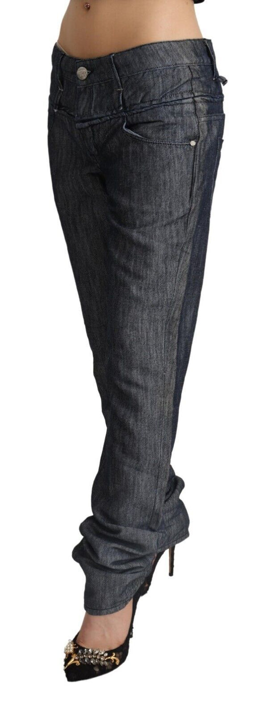 Acht Dunkelgraue Ramie-Jeans mit mittelbreiter Taille und geradem Schnitt