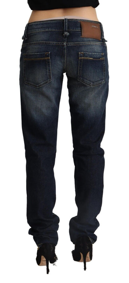 Acht – Dunkelblaue Skinny-Jeans aus gewaschener Baumwolle mit niedriger Taille