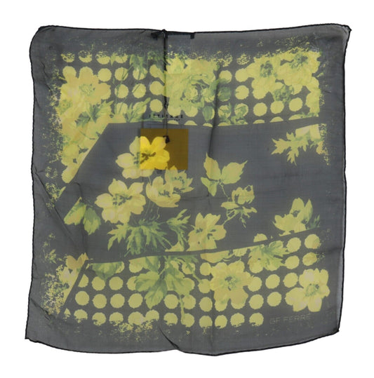 GF Ferre Schwarz Gelb Blumen Wickelschal Foulard Schal