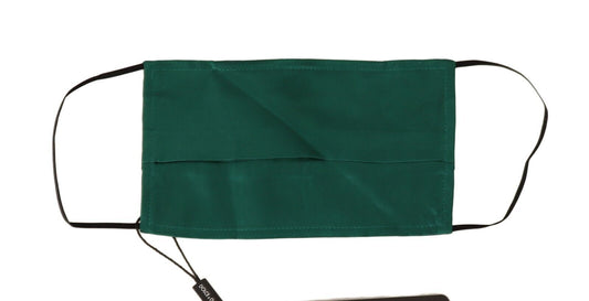 Dolce & Gabbana – Grüne Gesichtsmaske aus plissierter Seide mit elastischem Ohrschlaufenband