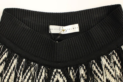 Alice Palmer – Weiß-schwarzer, asymmetrischer Strickrock