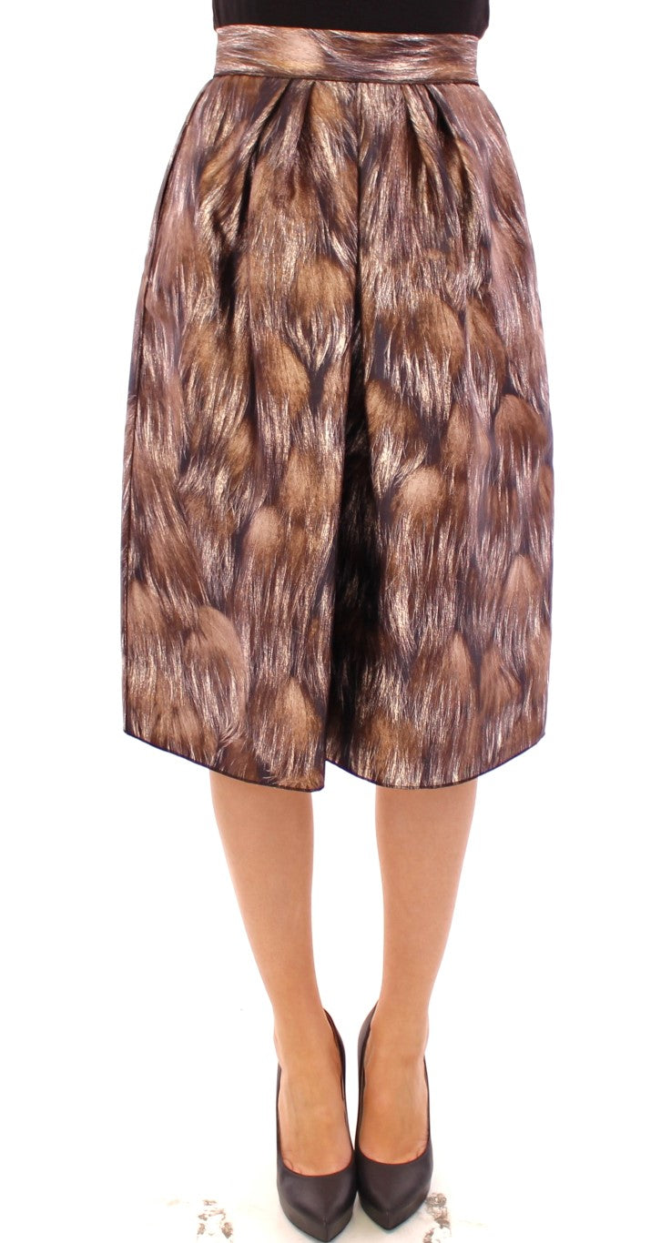Dolce &amp; Gabbana Brauner, gerader Seidenrock mit Blumenmuster