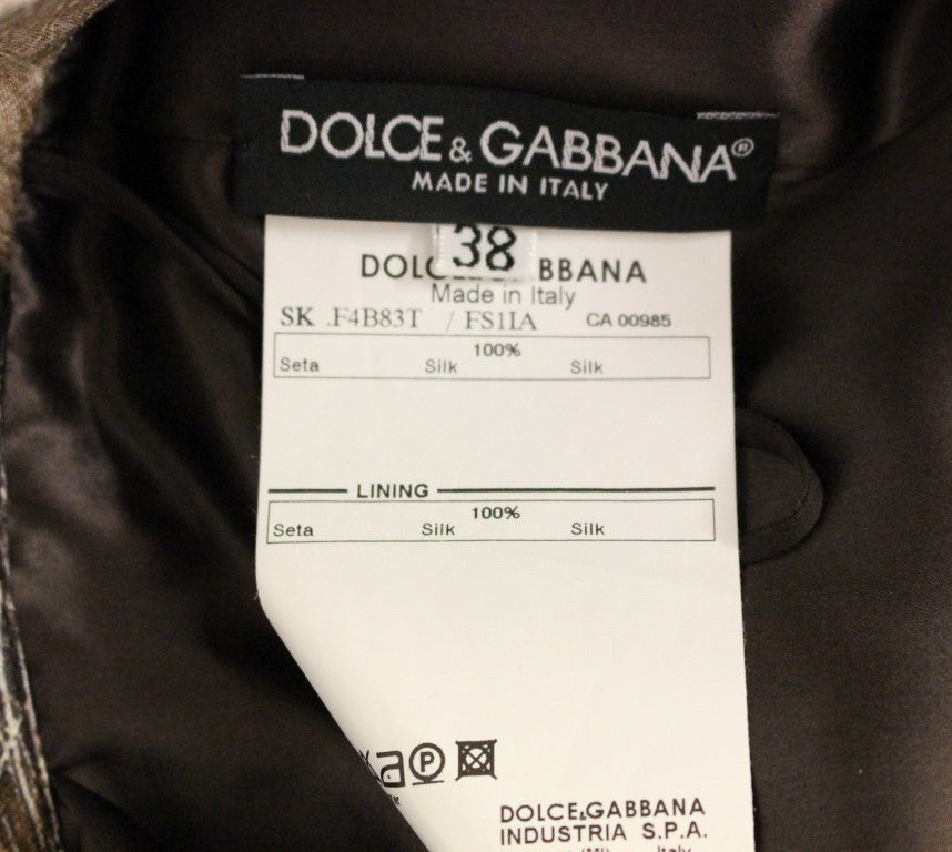Dolce &amp; Gabbana Brauner, gerader Seidenrock mit Blumenmuster