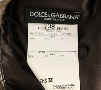 Dolce &amp; Gabbana Brauner, gerader Seidenrock mit Blumenmuster