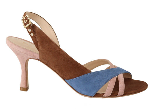 GIA COUTURE Mehrfarbige Wildleder-Slingback-Sandalen