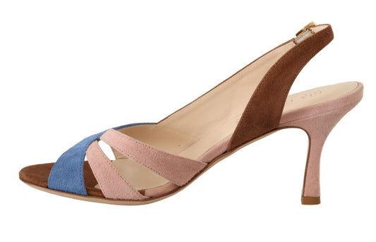 GIA COUTURE Mehrfarbige Wildleder-Slingback-Sandalen