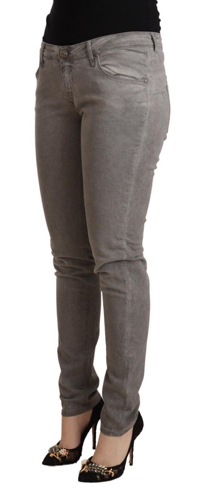 Acht Skinny Push-Up-Jeans aus Baumwolle in Grau mit niedriger Taille