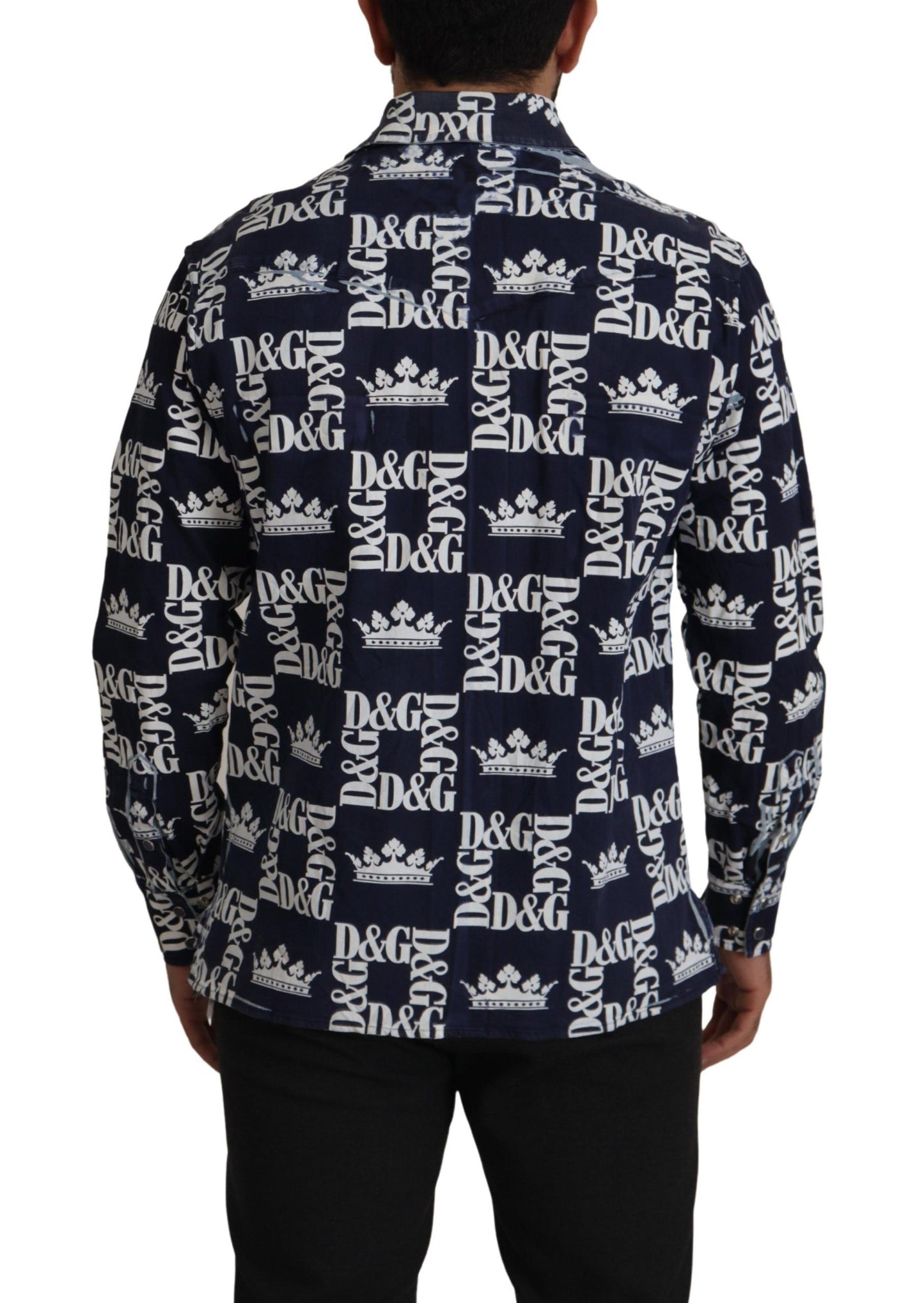 Dolce &amp; Gabbana Freizeithemd aus Stretch-Denim mit Kronenlogo in Blau