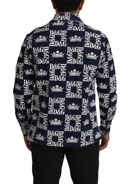Dolce &amp; Gabbana Freizeithemd aus Stretch-Denim mit Kronenlogo in Blau