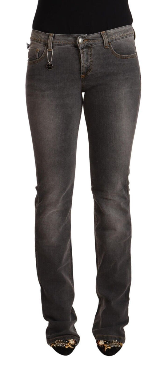 Costume National – Grau verwaschene Jeans mit niedriger Taille und geradem Schnitt