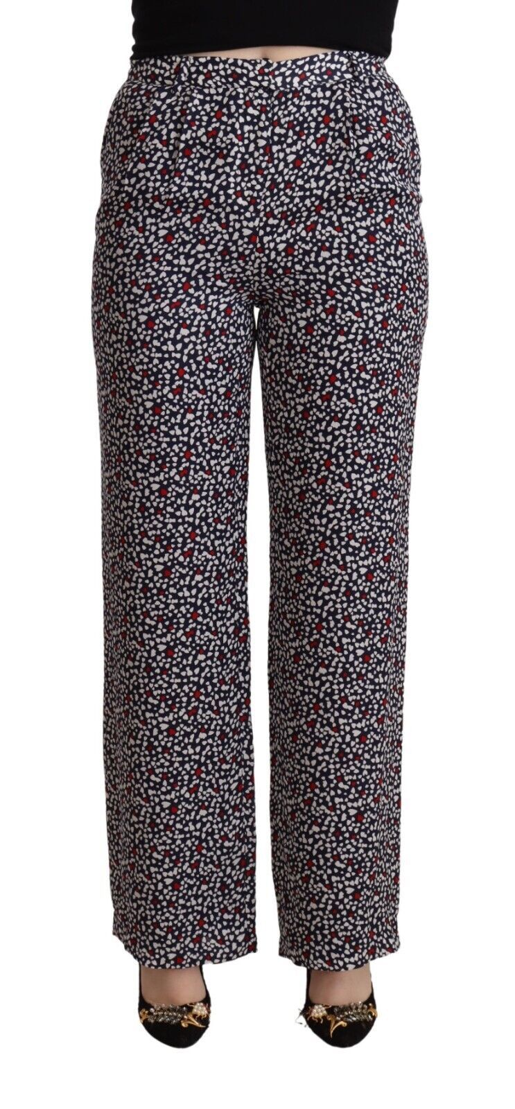 Michael Kors – Schwarze, gerade Hose mit hohem Bund und Print