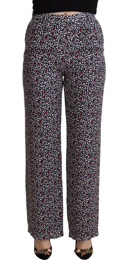 Michael Kors – Schwarze, gerade Hose mit hohem Bund und Print