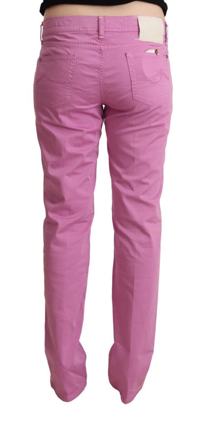 Jacob Cohen – Niedrig taillierte Tapered-Jeans aus Baumwolle in Rosa