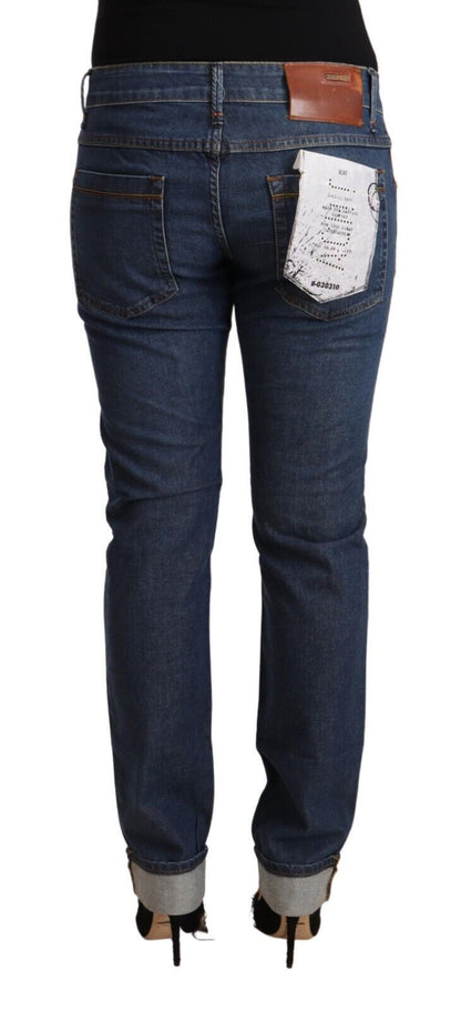 Acht – Dunkelblaue Slim-Fit-Jeans aus Baumwolldenim mit umgeschlagenem Saum
