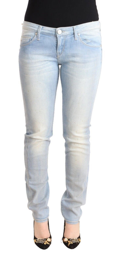 Acht – Hellblaue Skinny-Jeans aus gewaschener Baumwolle mit niedriger Taille