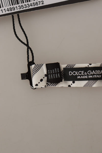 Dolce &amp; Gabbana – Papillon-Fliege aus 100 % Seide mit weißen und schwarzen Punkten
