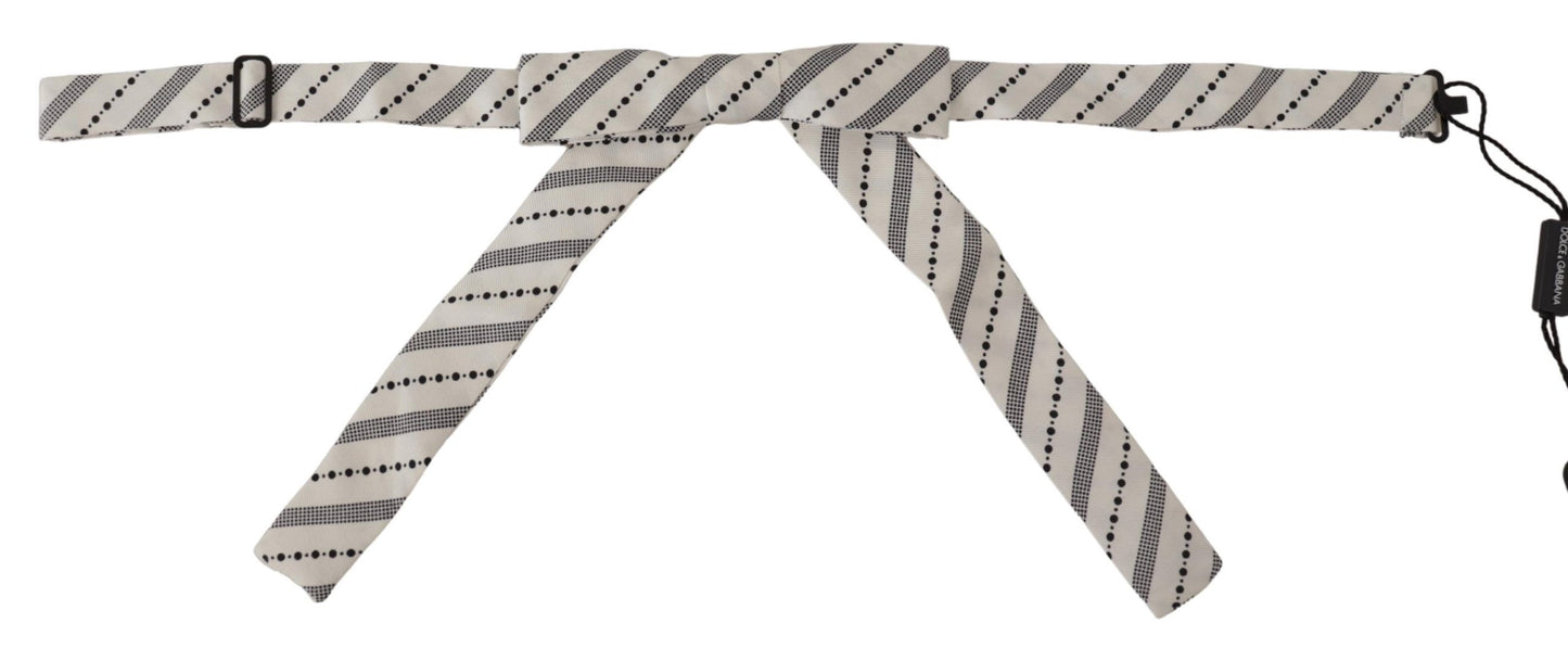 Dolce &amp; Gabbana – Papillon-Fliege aus 100 % Seide mit weißen und schwarzen Punkten