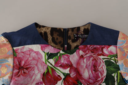 Dolce &amp; Gabbana – Mehrfarbiges Minikleid aus Jaquard mit floralem Patchwork-Muster