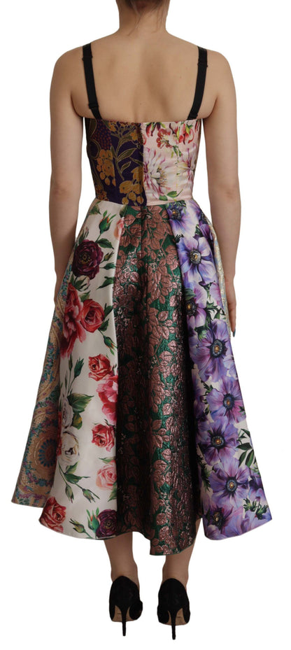 Dolce &amp; Gabbana Midikleid Patchwork Floral Jaquard Seide