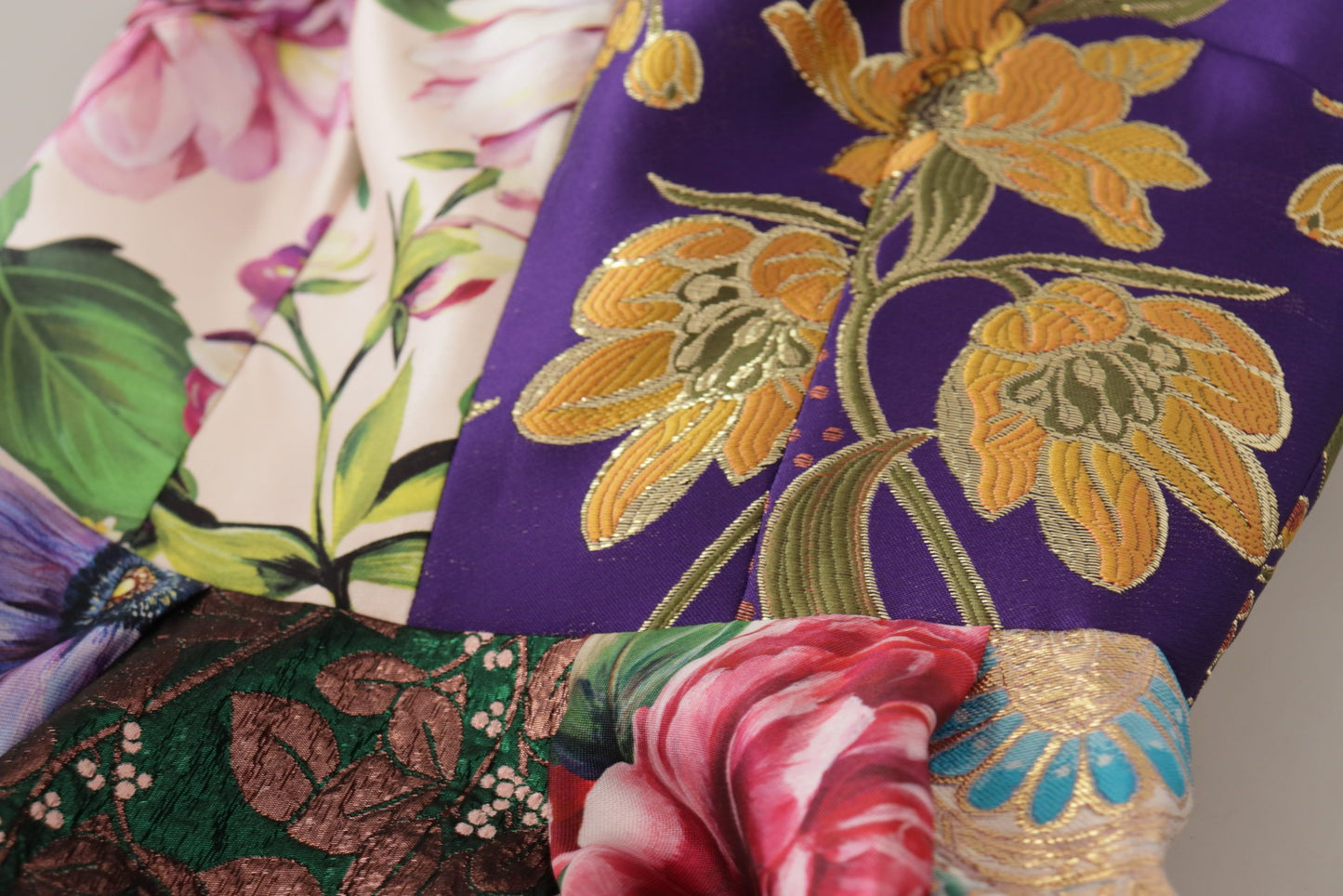 Dolce &amp; Gabbana Midikleid Patchwork Floral Jaquard Seide