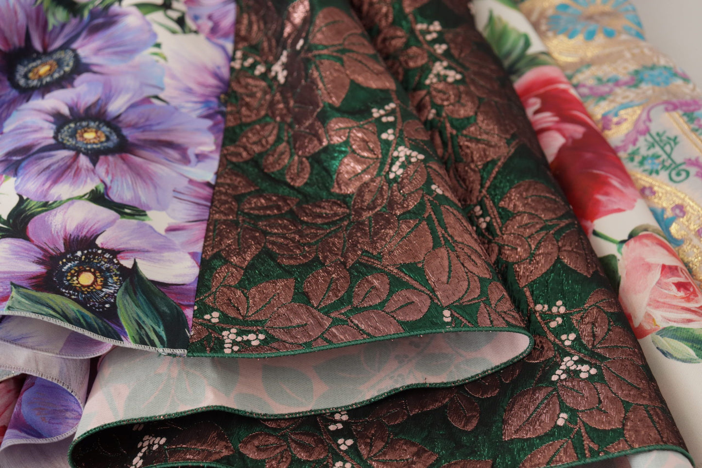 Dolce &amp; Gabbana Midikleid Patchwork Floral Jaquard Seide