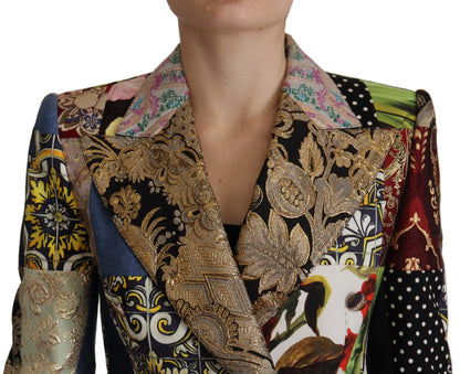 Dolce &amp; Gabbana Mehrfarbige, zweireihige Blazerjacke aus Patchwork-Jacquard
