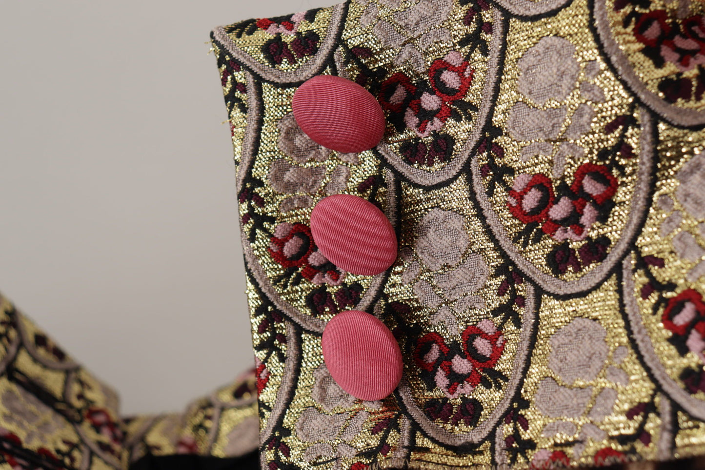 Dolce &amp; Gabbana – Braune, goldfarbene Jacquard-Hose mit hoher Taille und Leopardenmuster