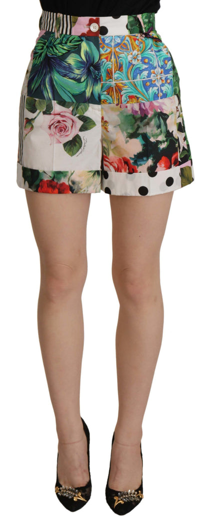 Dolce &amp; Gabbana Mehrfarbige Hotpants-Shorts mit hoher Taille