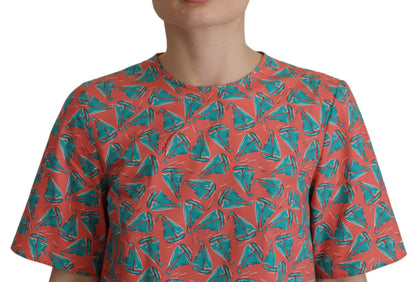 Dolce &amp; Gabbana – Rosa Baumwoll-T-Shirt mit Segelboot-Print