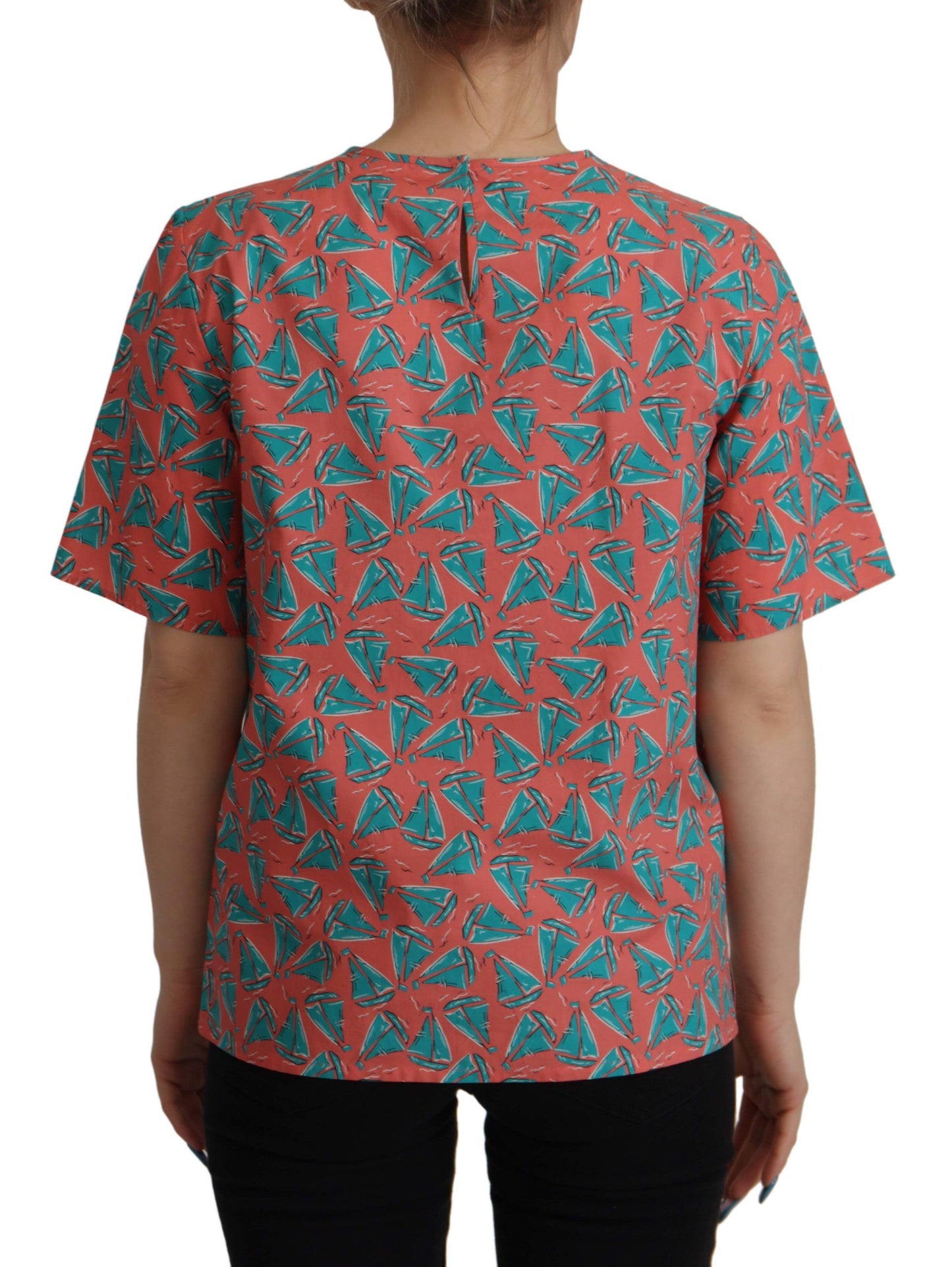 Dolce &amp; Gabbana – Rosa Baumwoll-T-Shirt mit Segelboot-Print