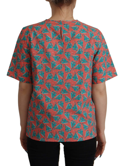 Dolce &amp; Gabbana – Rosa Baumwoll-T-Shirt mit Segelboot-Print