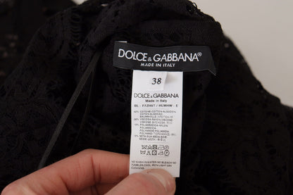 Dolce &amp; Gabbana – Schwarze Bluse mit floraler Spitze und Pullover „Sicily“