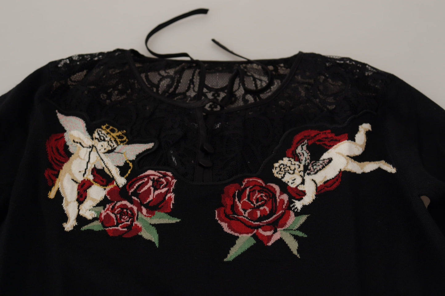Dolce &amp; Gabbana – Schwarzer Cardigan mit Engelsrosen-Spitze
