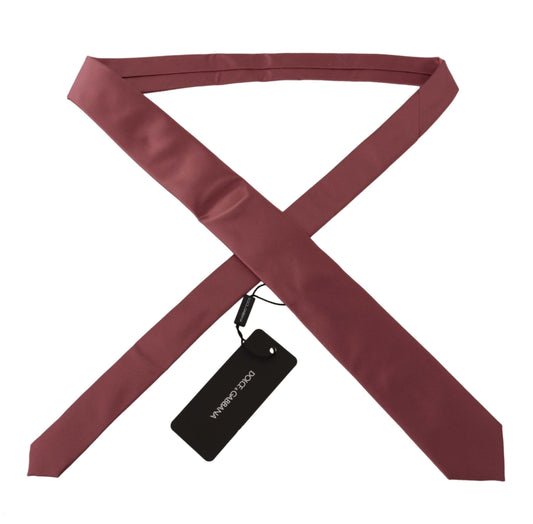 Dolce &amp; Gabbana – Verstellbare Seidenkrawatte mit einfarbigem Print in Rosa