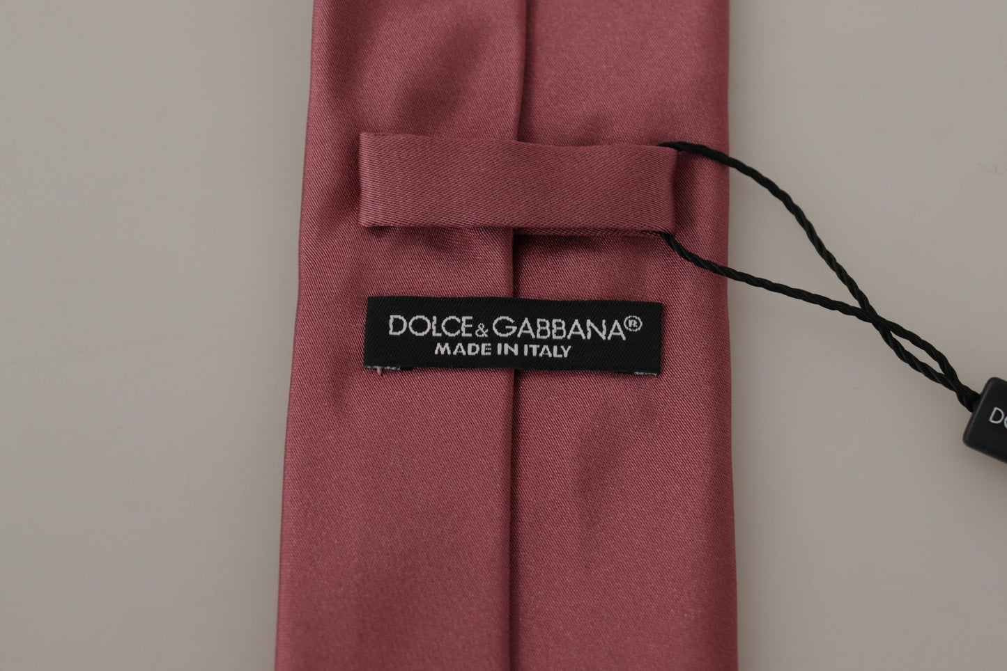 Dolce &amp; Gabbana – Verstellbare Seidenkrawatte mit einfarbigem Print in Rosa