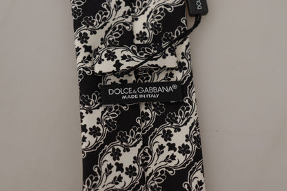 Dolce &amp; Gabbana – Verstellbare Krawatte mit Blumenmuster aus 100 % Seide in Schwarz und Weiß