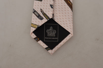 Dolce &amp; Gabbana – Verstellbare Krawatte aus 100 % Seide mit rosa Stift- und Punktmuster