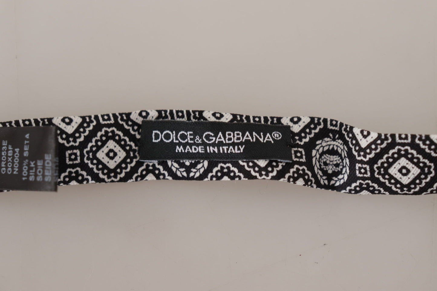 Dolce &amp; Gabbana – Schwarz-weiße Papillon-Krawatte aus 100 % Seide mit verstellbarem Hals
