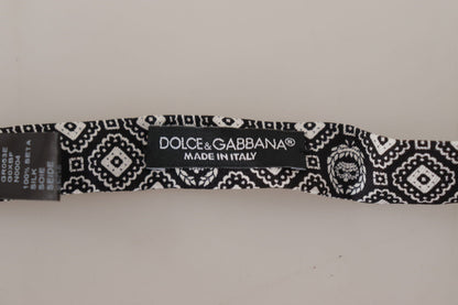 Dolce &amp; Gabbana – Schwarz-weiße Papillon-Krawatte aus 100 % Seide mit verstellbarem Hals
